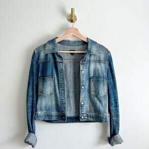 Citizen Of Humanity Snap Front Cropped Denim Jacket Blue S
